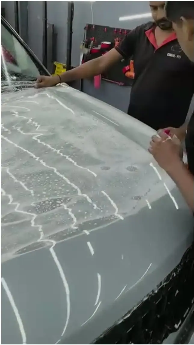 The film laid on a bonnet at the studio